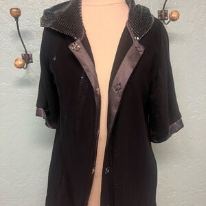 Elegant Black Cardigan with Shimmering Accents